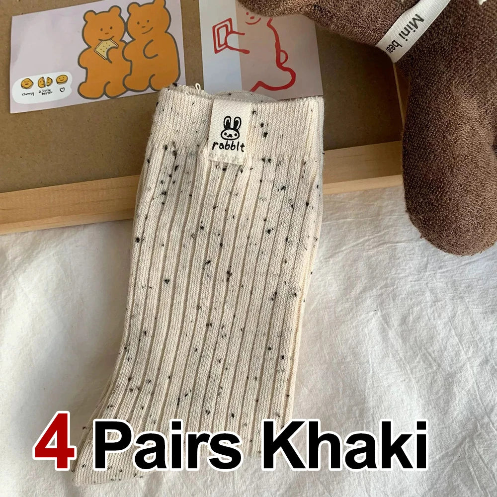 Women's Mid Calf Socks, Breathable Casual Socks 4 Pairs