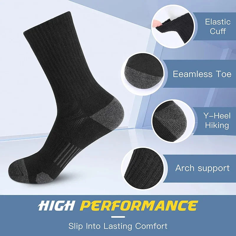 Men's Running Socks, 5 Pairs Breathable Sports Crew Socks