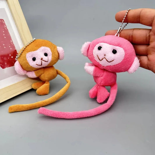 Cute Monkey Plush Keychain Long Tail Animal Bag Charm