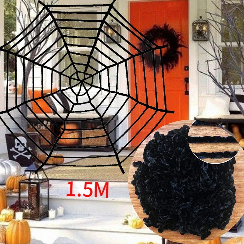 Large Halloween Spider Decoration Plush Black Spider for Haunted Houses