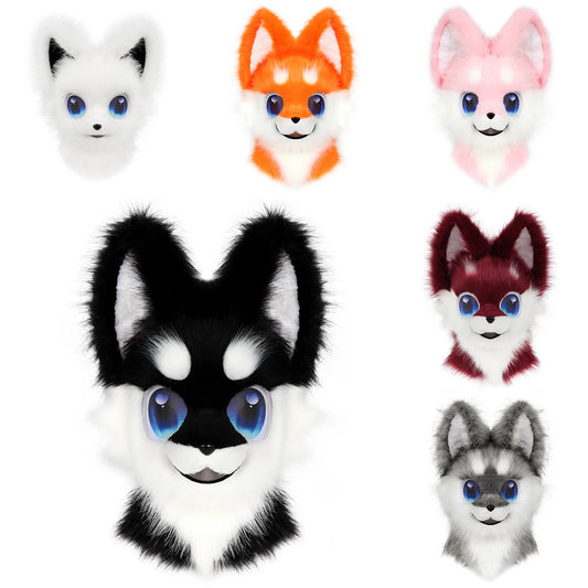 Animal Fursuit Mask – Plush Faux Fur Cosplay Costume Accessory