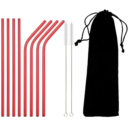 Reusable Stainless Steel Straws Set with Cleaning Brush