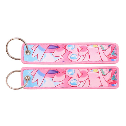 Embroidered Keychain Double-Sided Key Fob for Car & Motorcycle