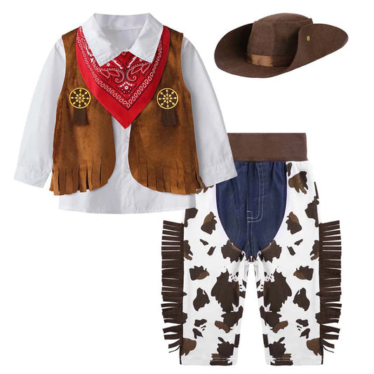 Boys Cowboy Costume Set with Hat, Vest & Chaps