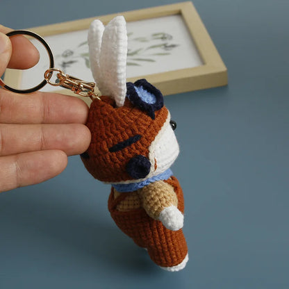 Rabbit Keychain Cute Crochet Animal Keyring for Bags and Gifts