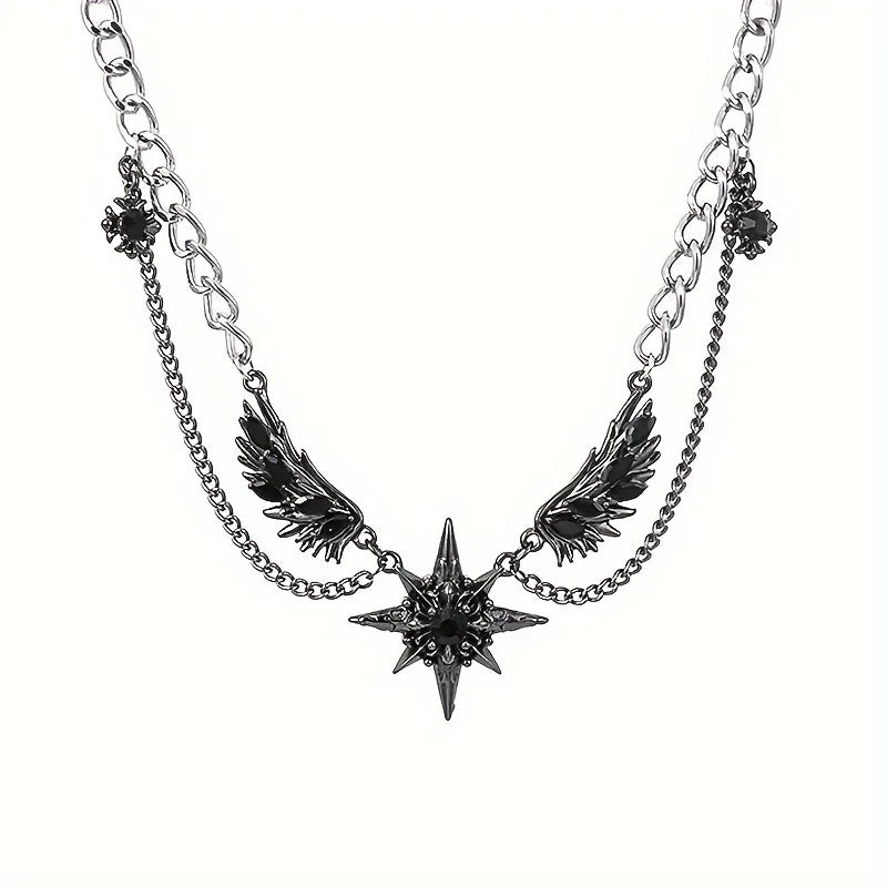 Men's Stainless Steel Necklace, Wing Design Y2K Chain