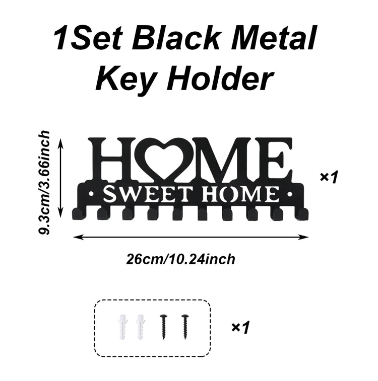 Wall Key Holder with 10 Hooks Metal Key Rack for Home