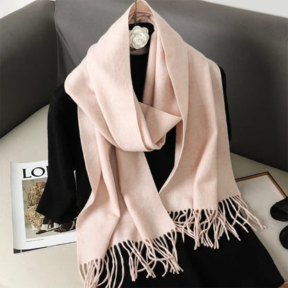 Women's Winter Scarf Warm Long Pashmina Shawl with Tassels