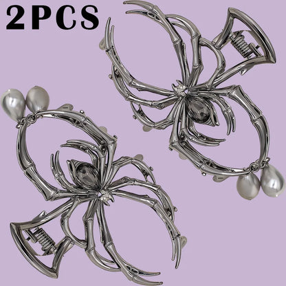 Y2K Hair Claw Clip, Rhinestone Pearl Skull Design for Women