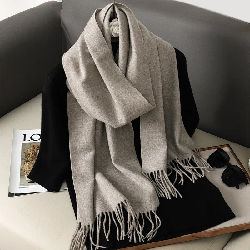 Women's Winter Scarf Warm Long Pashmina Shawl with Tassels