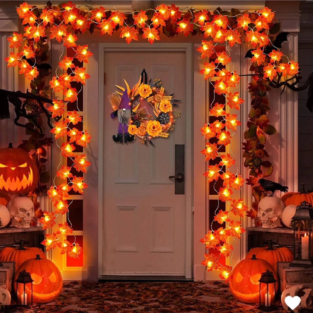 Halloween Maple Leaf String Lights 2/3/6M Garland Decoration