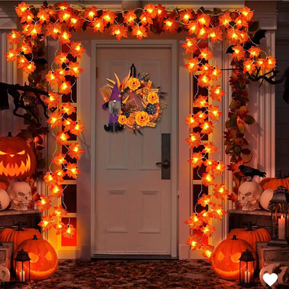 Halloween Maple Leaf String Lights 2/3/6M Garland Decoration