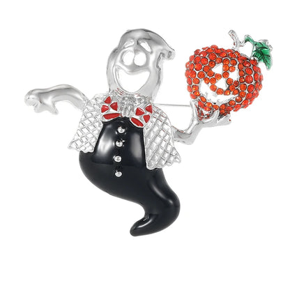 Ghost Brooch Halloween Rhinestone Lapel Pin for Men and Women