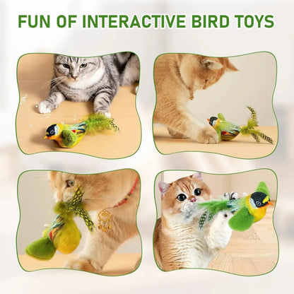 Interactive Cat Toy with Bird Sound and Elastic Hanging Rope