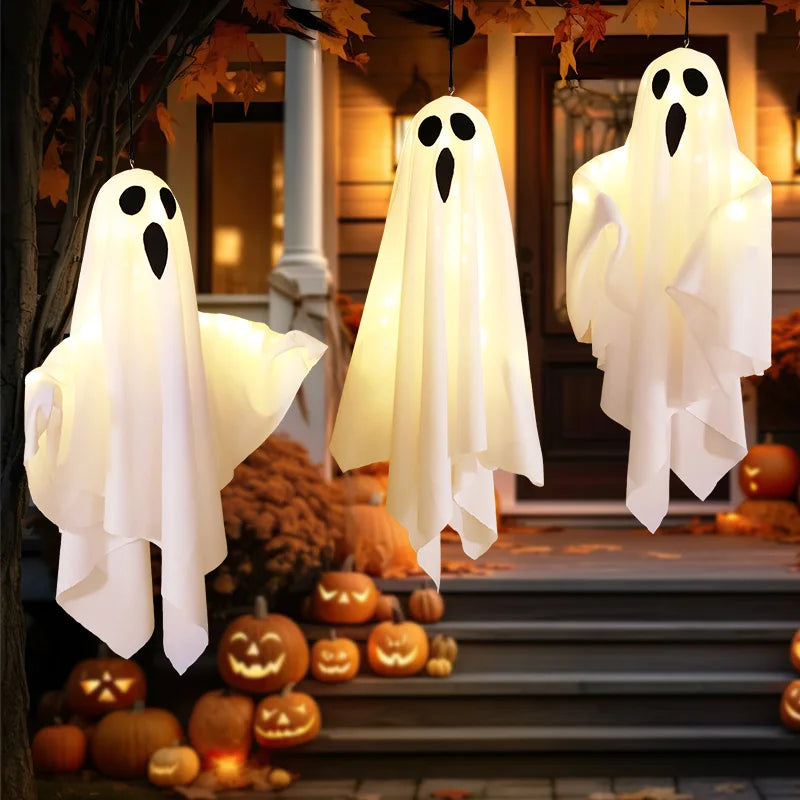 Halloween Ghost Decoration, Glowing LED Hanging Ghost Prop