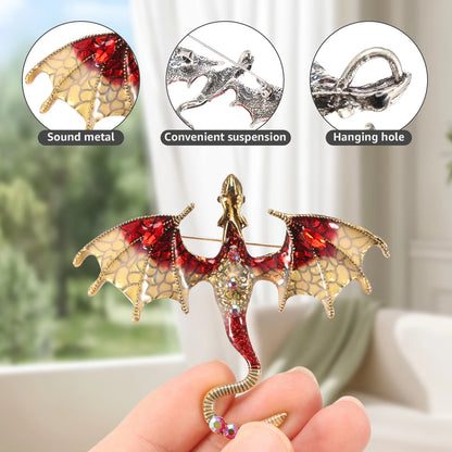Dragon Brooch Pins, 10-Piece Enamel Wing Pendant Set