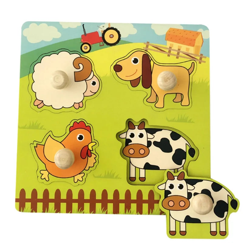 Wooden Montessori Puzzle for Toddlers – Educational Shape Matching Toy