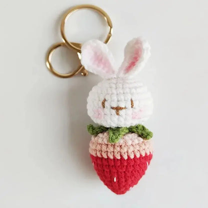 Crochet Rabbit Keychain Cute Knitted Animal Pendant for Bags and Keys