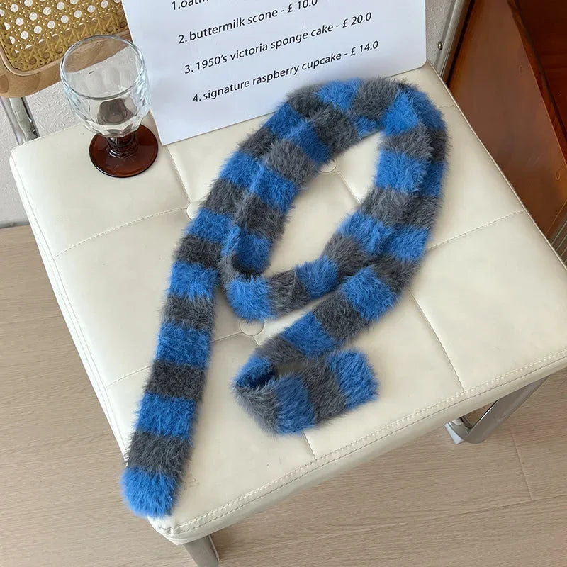 Women’s Winter Scarf – Plush Plaid Long Knit Warm Wrap