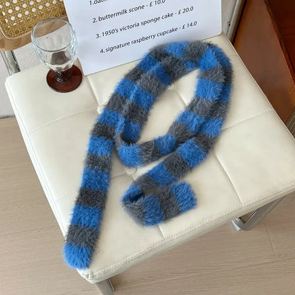 Women’s Winter Scarf – Plush Plaid Long Knit Warm Wrap