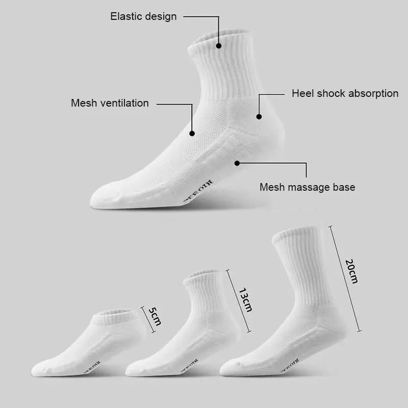 Men's Cotton Sports Socks Thick Cushioned Basketball 10-Pair