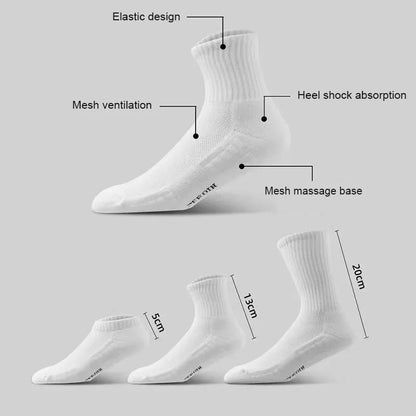 Men's Cotton Sports Socks Thick Cushioned Basketball 10-Pair