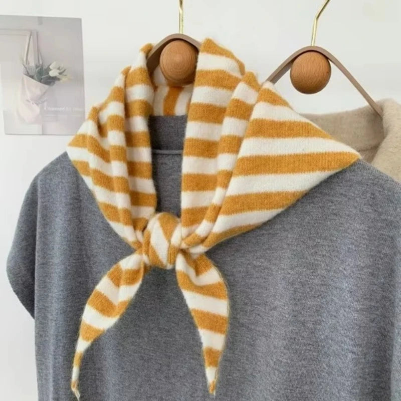 Women’s Wool Scarf Knitted Striped Warm Shawl