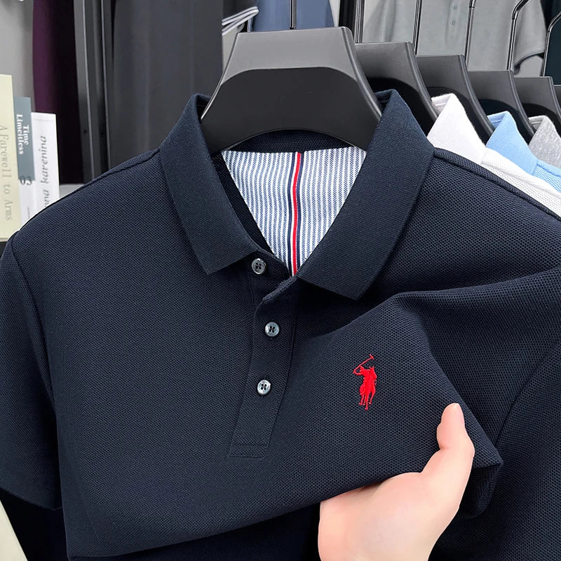Men’s Cotton Polo Shirt – Embroidered Casual Golf Top