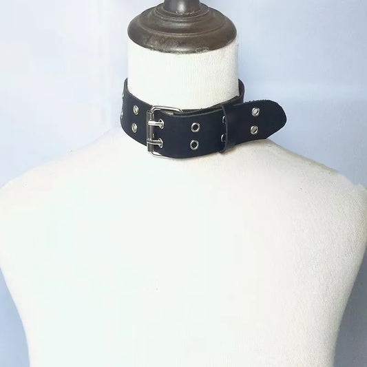 Punk Choker Necklace for Women, PU Leather Rivet Collar