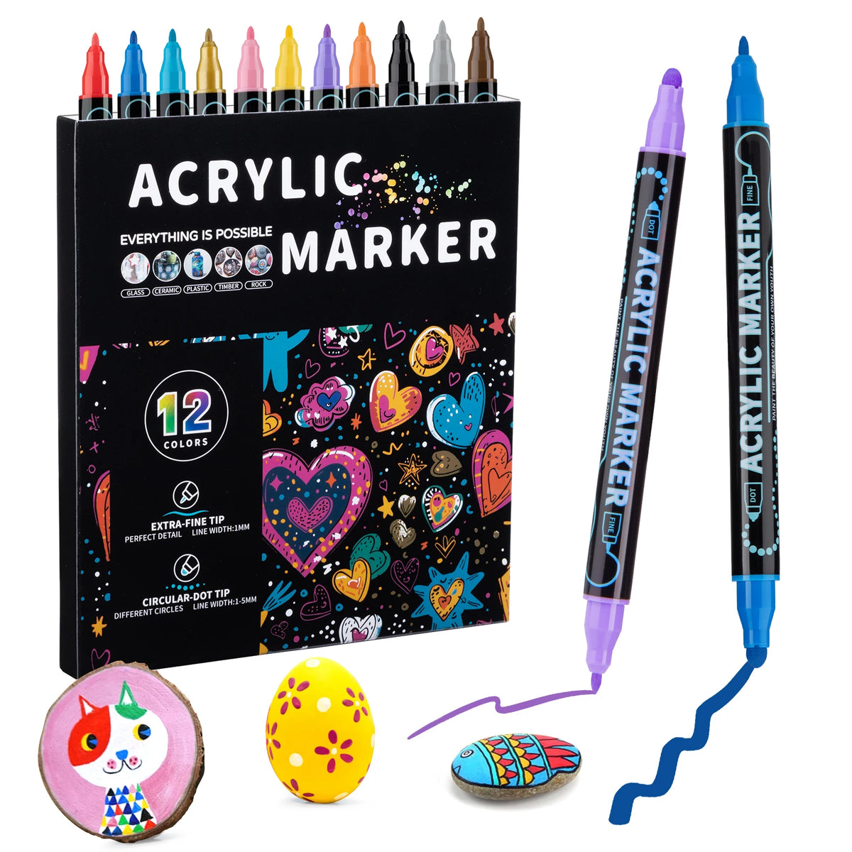 Acrylic Paint Pens  Dual Tip Markers for Crafts & Painting