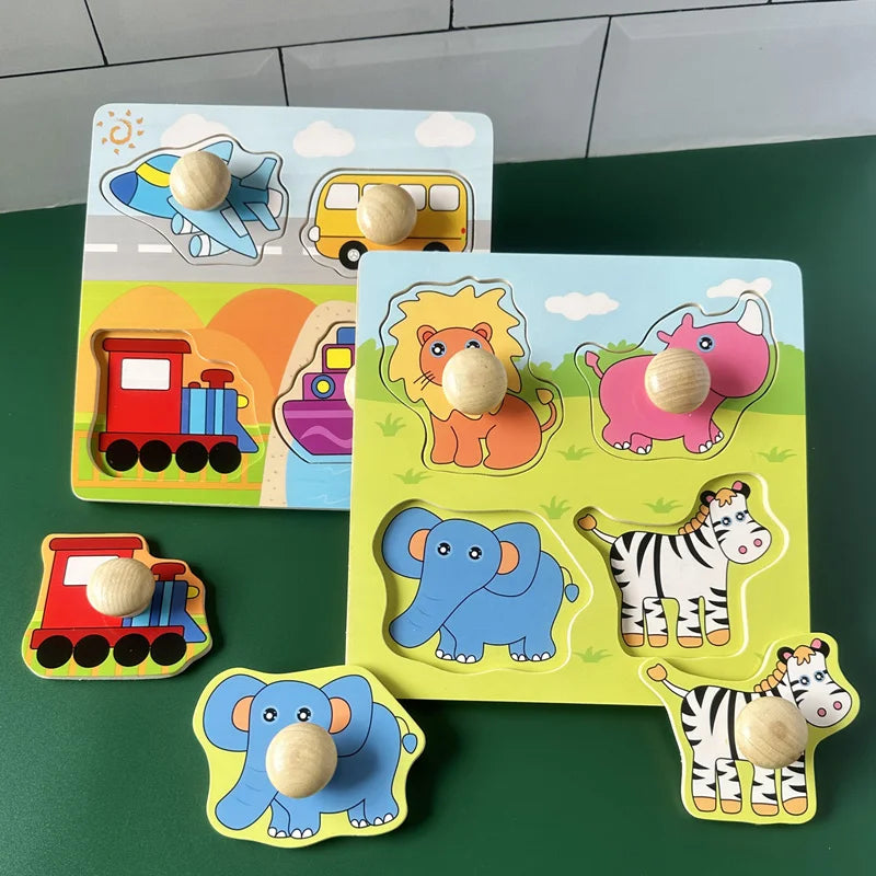 Wooden Montessori Puzzle for Toddlers – Educational Shape Matching Toy