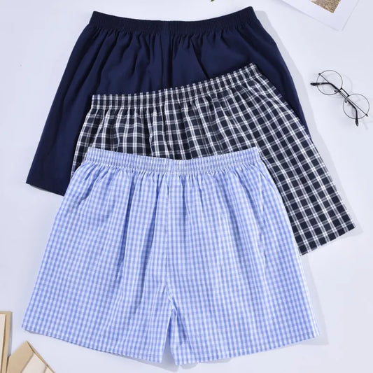 Men's Boxer Shorts 100% Cotton Plaid Sleep & Homewear