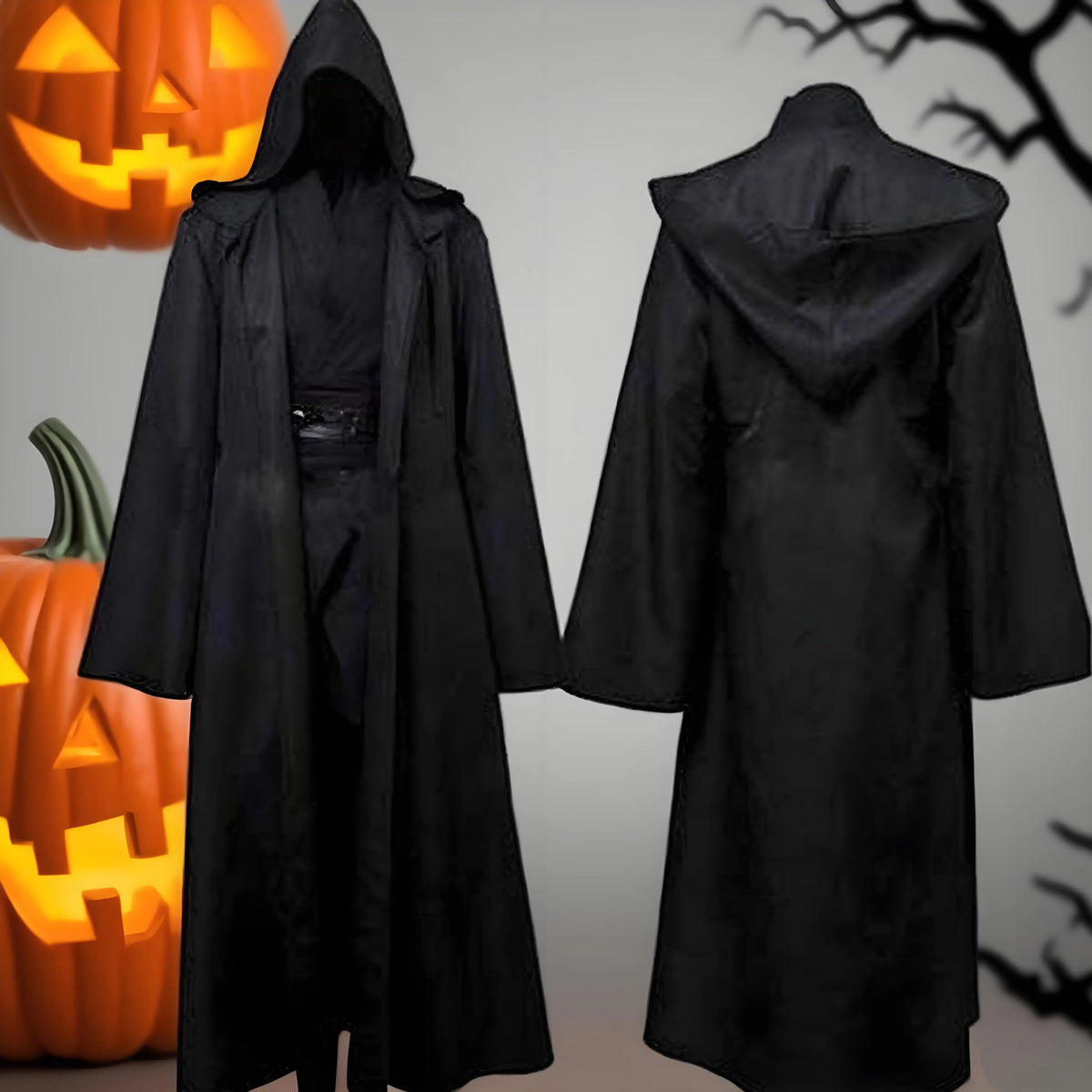 Halloween Witch Cloak Hooded Black Cape for Cosplay & Parties