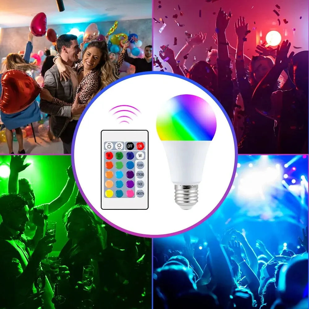 RGB LED Light Bulb E27 16 Color Dimmable with Remote Control