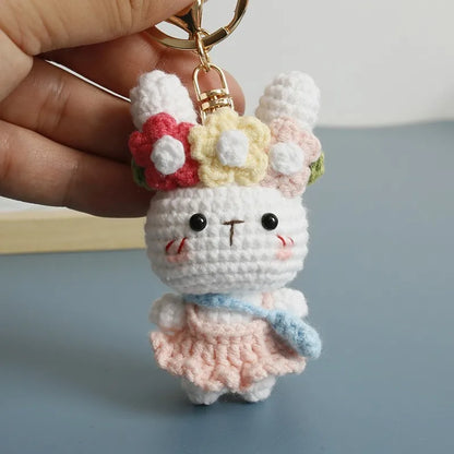 Rabbit Keychain Cute Crochet Animal Keyring for Bags and Gifts