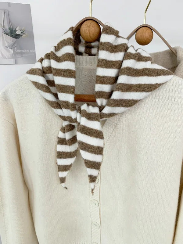 Women’s Wool Scarf Knitted Striped Warm Shawl