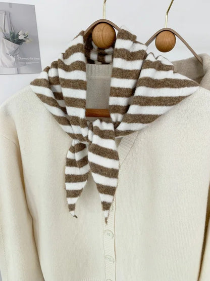 Women’s Wool Scarf Knitted Striped Warm Shawl