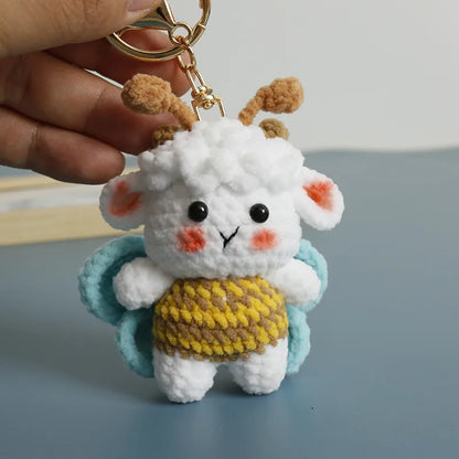 Sheep Keychain Cute Crochet Animal Keyring for Bags and Keys