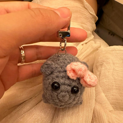 Hamster Keychain Cute Knitted Animal Keyring for Bags and Gifts