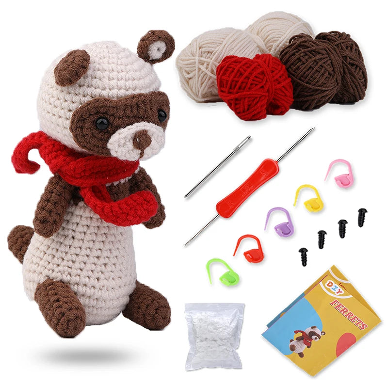 Crochet Kit for Beginners Animal DIY Craft Set with Yarn and Hooks