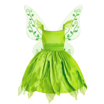 Girls Fairy Costume Dress with Wings for Halloween & Parties
