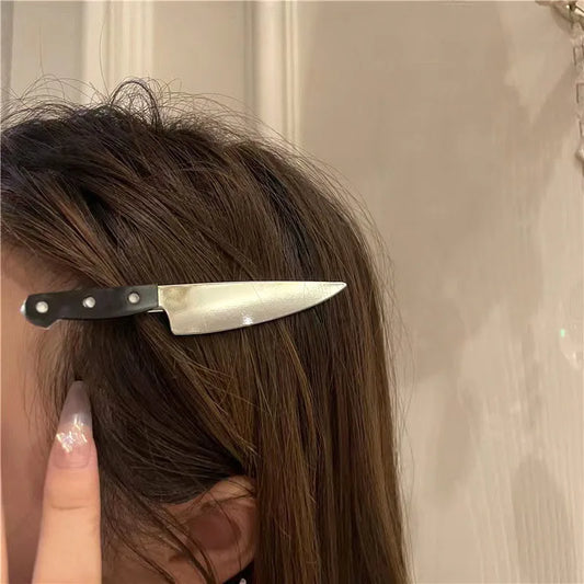 Gothic Hair Clips, Knife-Shaped Alloy Hairpins for Cosplay