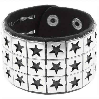 Gothic Punk Bracelet, Multi Chain Leather Bracelet for Halloween