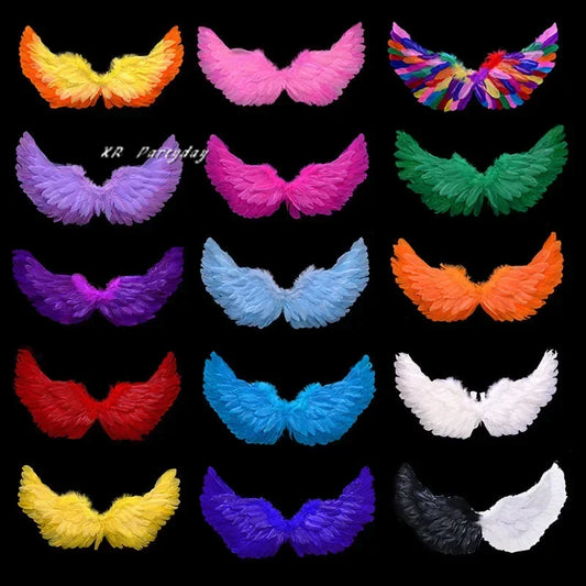 Angel Costume Wings Feather Wings with Elastic Straps for Dress Up