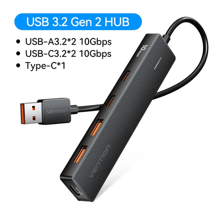 USB 3.2 Hub 5-in-1 10Gbps USB-C USB-A Splitter Adapter