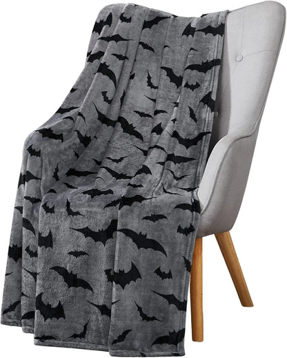 Halloween Bat Blanket, Black Printed Flannel Sofa and Travel Blanket