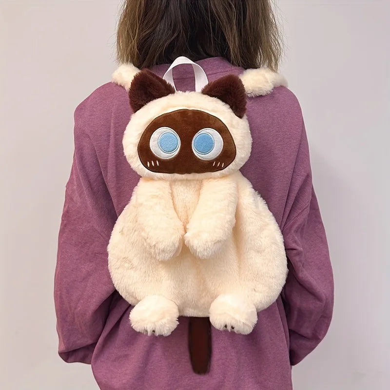 Cat Backpack Plush Shoulder Bag 35cm Soft Crossbody Bag