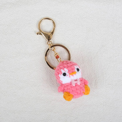 Penguin Keychain Cute Knitted Animal Keyring for Bags and Keys