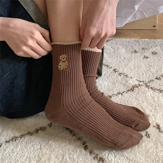 Cute Bear Socks for Women – Soft Mid-Calf Casual Socks