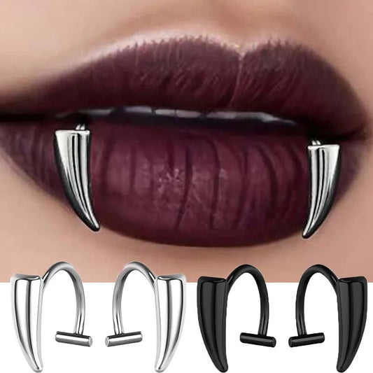 Fake Tooth Grillz, Stainless Steel Punk Dental Jewelry for Women